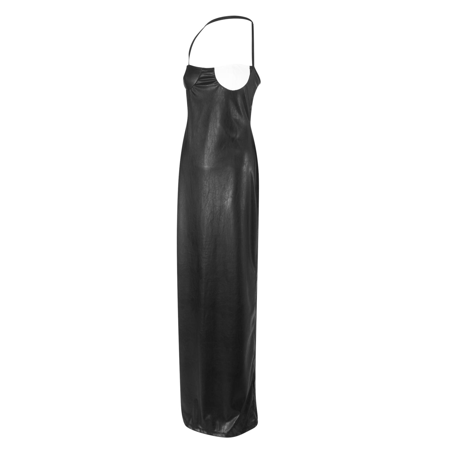 BUB eco-leather black long dress