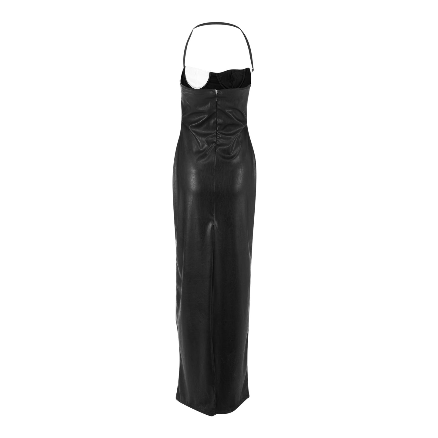 BUB eco-leather black long dress